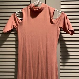 Dusty rose midi dress with shoulder cutouts